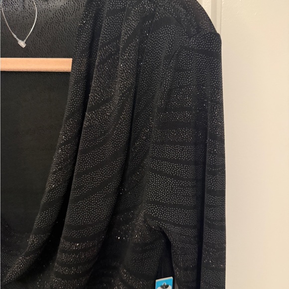 Alice + Olivia Black Sparkle Cowl Long Sleeve Top - Picture 4 of 6